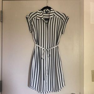 Express Black+White stripe shirt dress with Belt